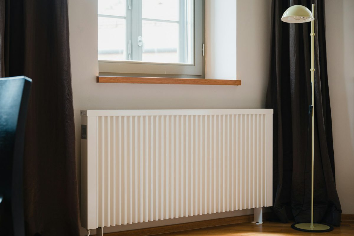 Illustrative stock photograph of an electric heater in a home.